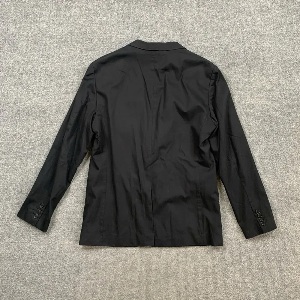 John Varvatos Blazer Mens 41-42 Slim Fit Black Cotton Peak Lapel 2 Button Jacket